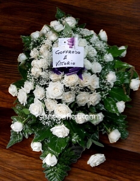 Cuscino Funebre "Ludmilla": Maestosità in Rose Bianche